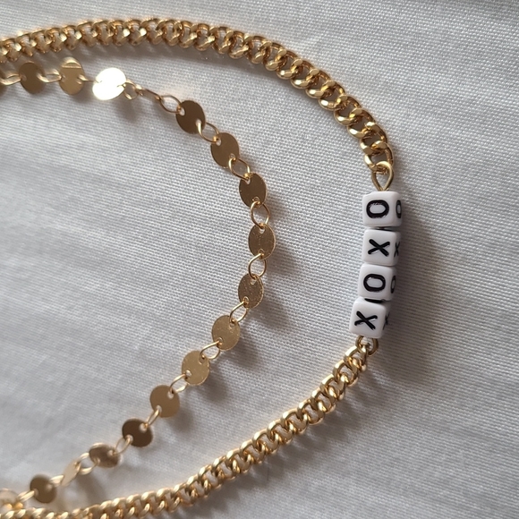Nordstrom BP xoxo gold beaded double strand layered necklace - Picture 2 of 5